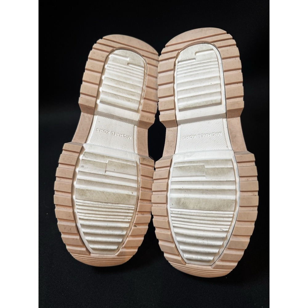 Michael Kors Muse Trainer Women's Low Top Lace Up Logo Sneakers Pink Gold Trim - Picture 8 of 14